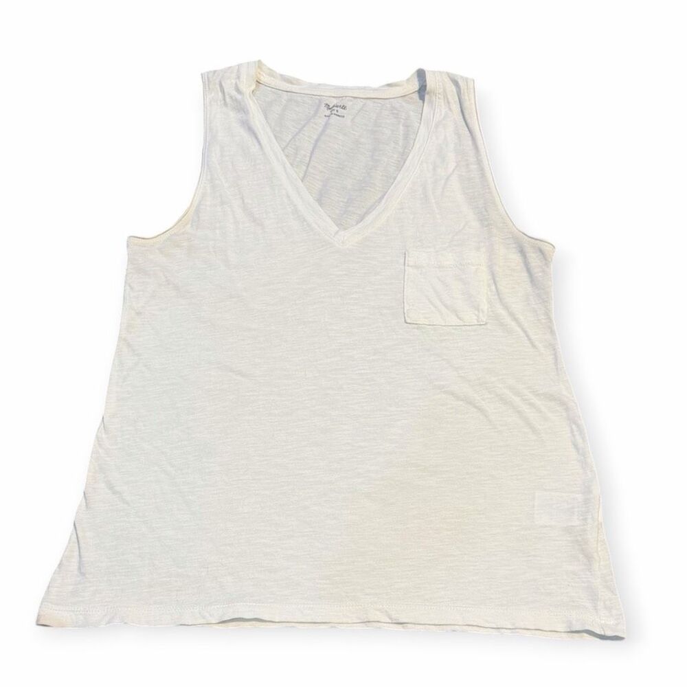 MADEWELL Women’s White Sleeveless Whisper Pocket Tank Size Small - Picture 2 of 6